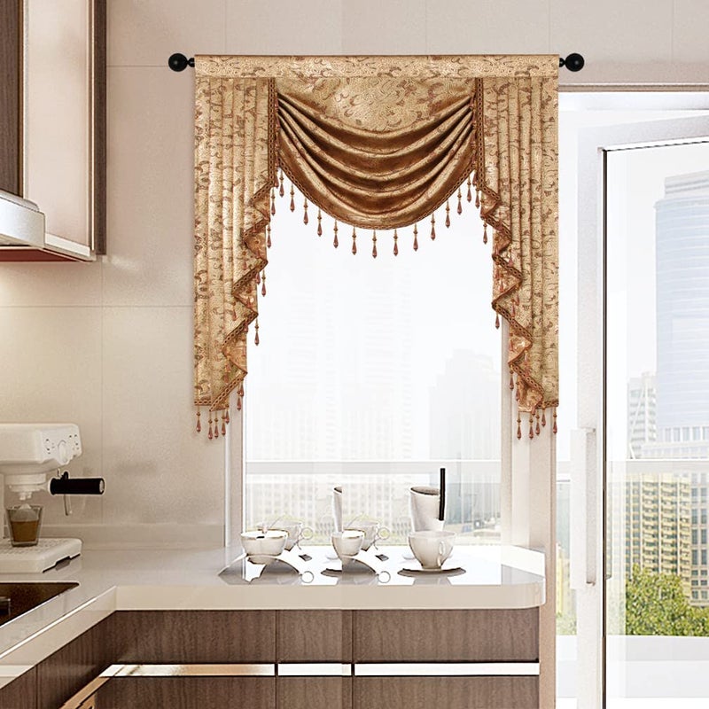 ELKCA European Curtain Valances for Living Room Luxury Window Curtains for Bedroom Rod Pocket W39inch1 Panel - Image 1