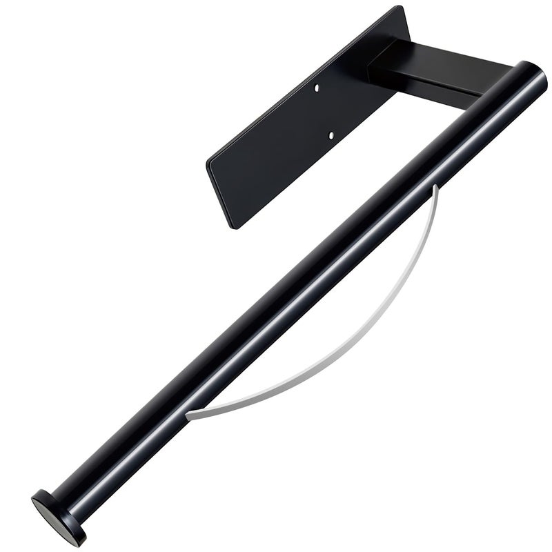 OBODING Paper Towel Holder Under Cabinet, Single Hand Operable Tearing Off Paper Towels with Damping Effect, Both Available in Adhesive and Screws, Stainless Steel (Black) - Image 1