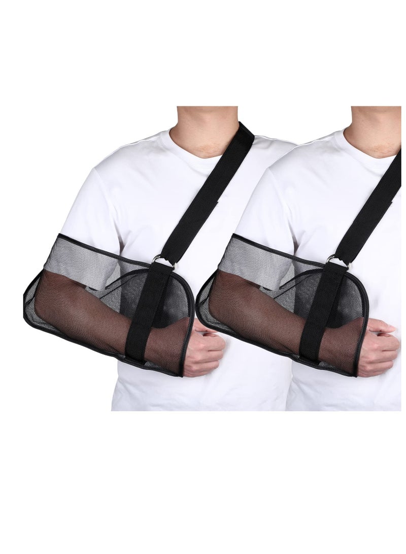 SOLARAE 2 Pcs Mesh Arm Shoulder Sling Adjustable Shoulder Immobilizer for Shower Breathable Rotator Cuff Solution Lightweight Shoulder Sling for Shower Brace Black Arm Supports for Supporting Elbow Wrist - Image 1