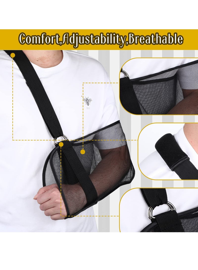 SOLARAE 2 Pcs Mesh Arm Shoulder Sling Adjustable Shoulder Immobilizer for Shower Breathable Rotator Cuff Solution Lightweight Shoulder Sling for Shower Brace Black Arm Supports for Supporting Elbow Wrist - Image 4