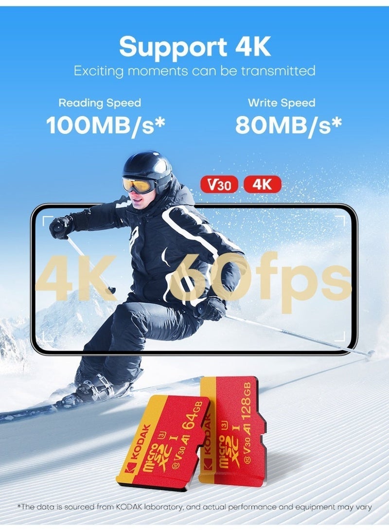 Kodak U34K TF Red Card U3/V30/A1 High-Speed Memory Card 128G 4K Recording Supported 128 GB - Image 2