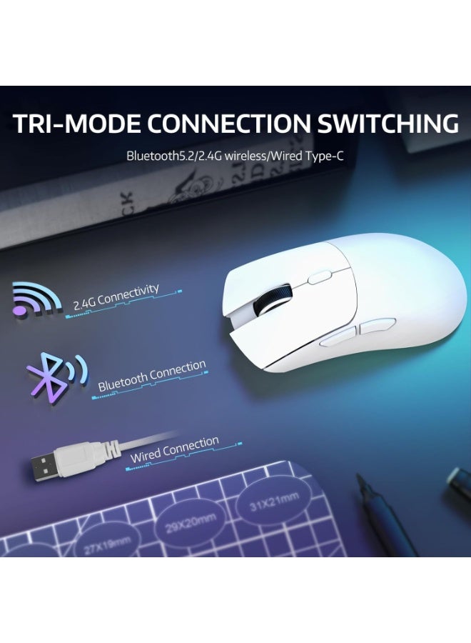 Attack Shark R1 Tri-Mode Wireless Gaming Mouse, 55g Lightweight Ergonomic Mouse, 18K DPI Optical Sensor, Bluetooth 5.2, 2.4G Wireless & USB Wired, 20 Million Click Lifespan, Esports Gaming Mouse for PC Gaming - Image 3