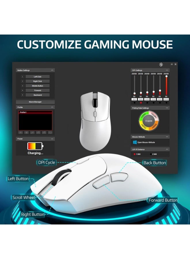 Attack Shark R1 Tri-Mode Wireless Gaming Mouse, 55g Lightweight Ergonomic Mouse, 18K DPI Optical Sensor, Bluetooth 5.2, 2.4G Wireless & USB Wired, 20 Million Click Lifespan, Esports Gaming Mouse for PC Gaming - Image 5