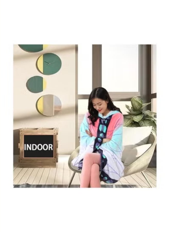 Anime Demon Wearable Blanket Hoodie Blanket Tanjiro Cosplay Cape Shawl Wrap Nap Quilt 160*100 cm / 63*40 inches - Image 4