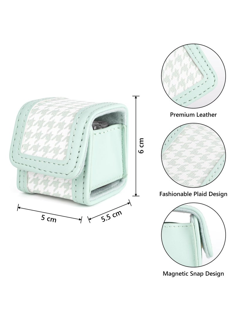 Excefore Carrying Case for Instax PAL, Adorable Plaid Green Mini PU Leather Hard Shell Protective Cover with Lanyard and Wrist Band, Portable Storage Organizer for Fujifilm Instax PAL Camera  - Image 3