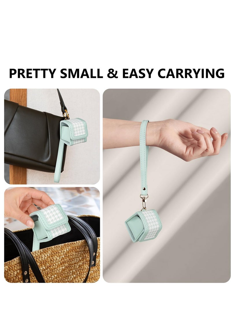 Excefore Carrying Case for Instax PAL, Adorable Plaid Green Mini PU Leather Hard Shell Protective Cover with Lanyard and Wrist Band, Portable Storage Organizer for Fujifilm Instax PAL Camera  - Image 4