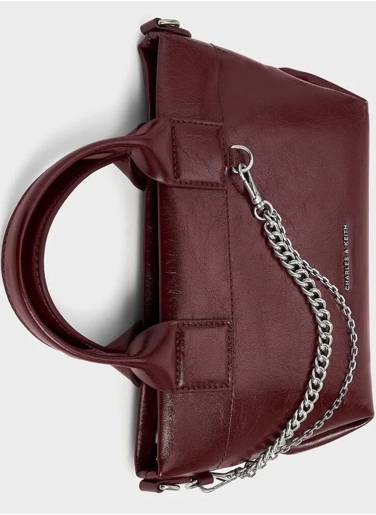 Charles & Keith Atwood Crinkle-Effect Chain-Embellished Tote Bag  - Image 4