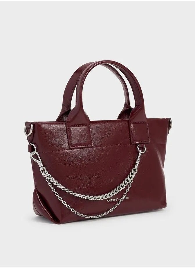 Charles & Keith Atwood Crinkle-Effect Chain-Embellished Tote Bag  - Image 2