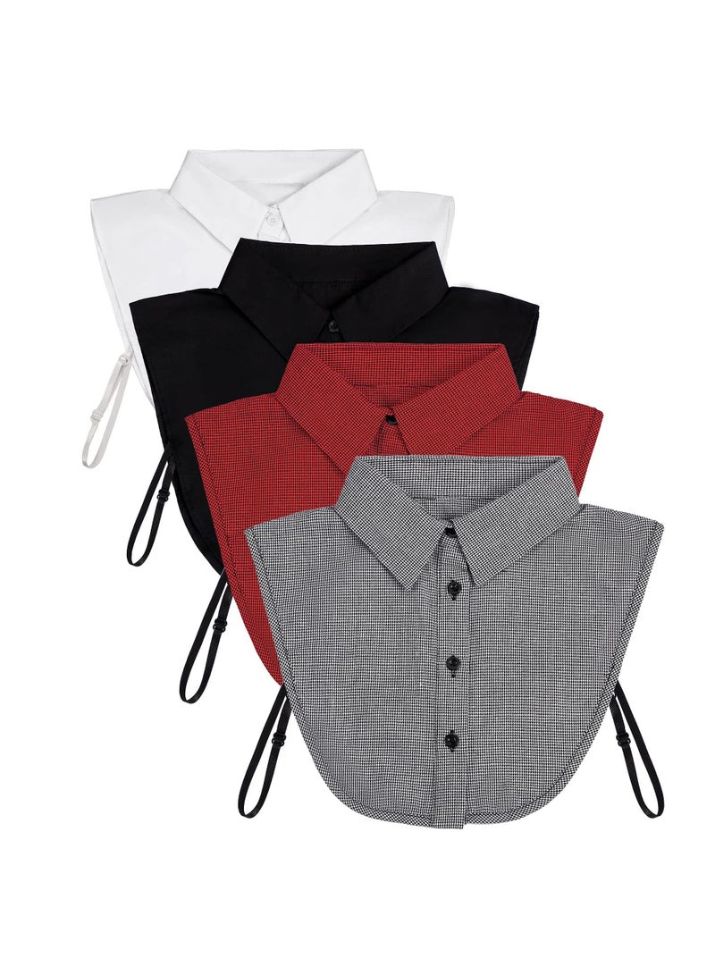 SOLARAE ياقة مزيفة للنساء 4 قطع، قمصان نصف بلوزة قابلة للفصل، ياقة مزيفة مزخرفة، رباط قميص قطن، نقطة طية صدرية - Image 2