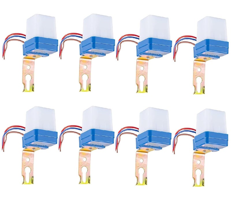 Builtronics Automatic Light On-Off Day-Night Photocell Sensor Relay 2 Way Switch 220 Volt for Lights Water Proof, Customer Care Support (Set of 8), White - Image 1