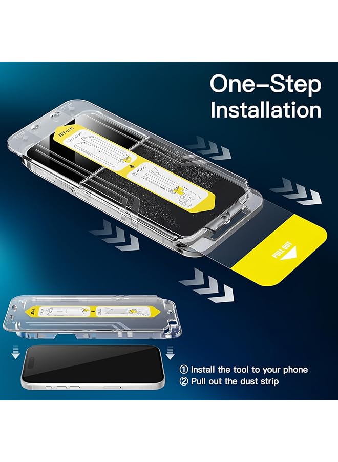 جي تيك واقي شاشة لهاتف آيفون 16 مقاس 6.1 بوصة، تركيب سهل للغاية في 10 ثوانٍ مع صينية محاذاة بخطوة واحدة، فيلم زجاجي مقوى خالٍ من الفقاعات، جراب صديق للبيئة، شفاف عالي الدقة، عبوتان - Image 3