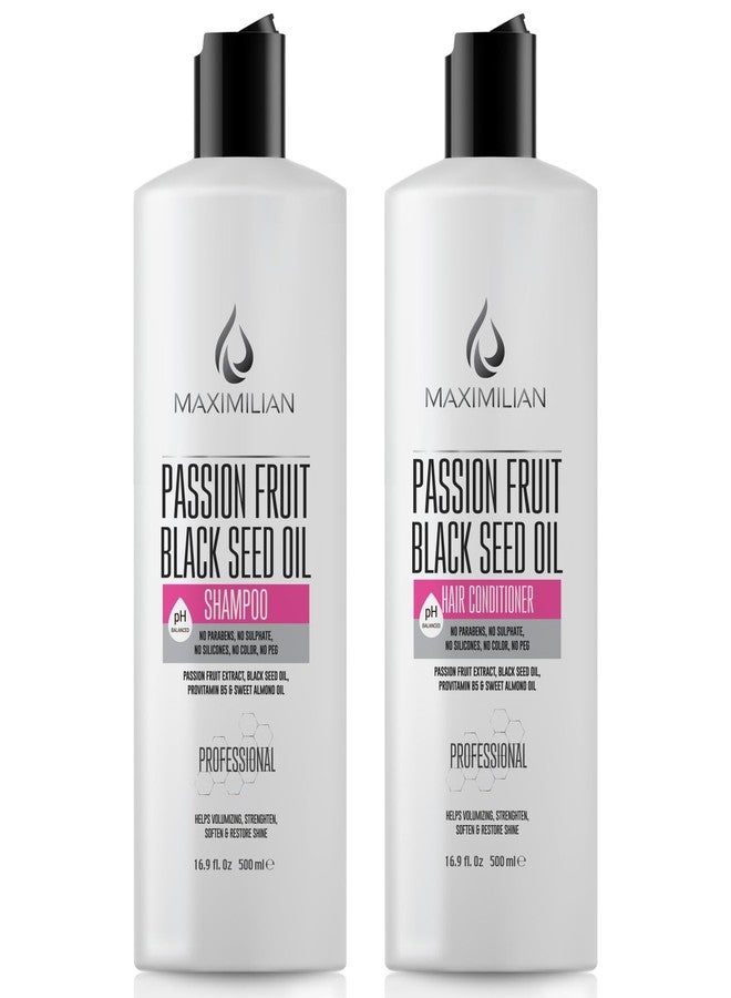 Maximilian Passion Fruit Black Seed Oil Curly Hair Shampoo and Conditioner Set- Extra Volumizing, Strengthing, Moisturizing, Hydration and Shine - Sulfate Paraben Free - (2 x 16.9 Fl Oz / 500mL) - Image 2