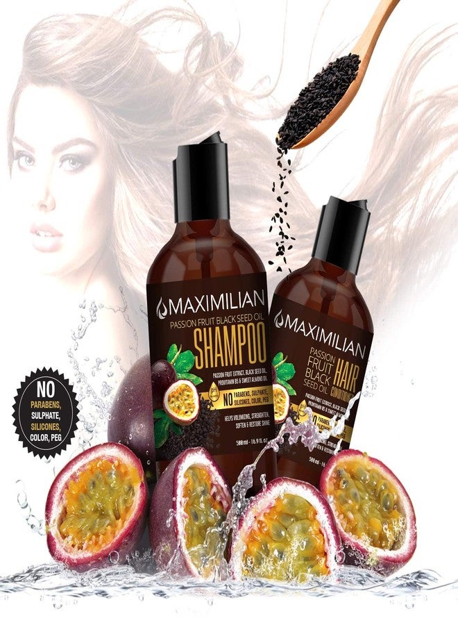 Maximilian Passion Fruit Black Seed Oil Curly Hair Shampoo and Conditioner Set- Extra Volumizing, Strengthing, Moisturizing, Hydration and Shine - Sulfate Paraben Free - (2 x 16.9 Fl Oz / 500mL) - Image 3