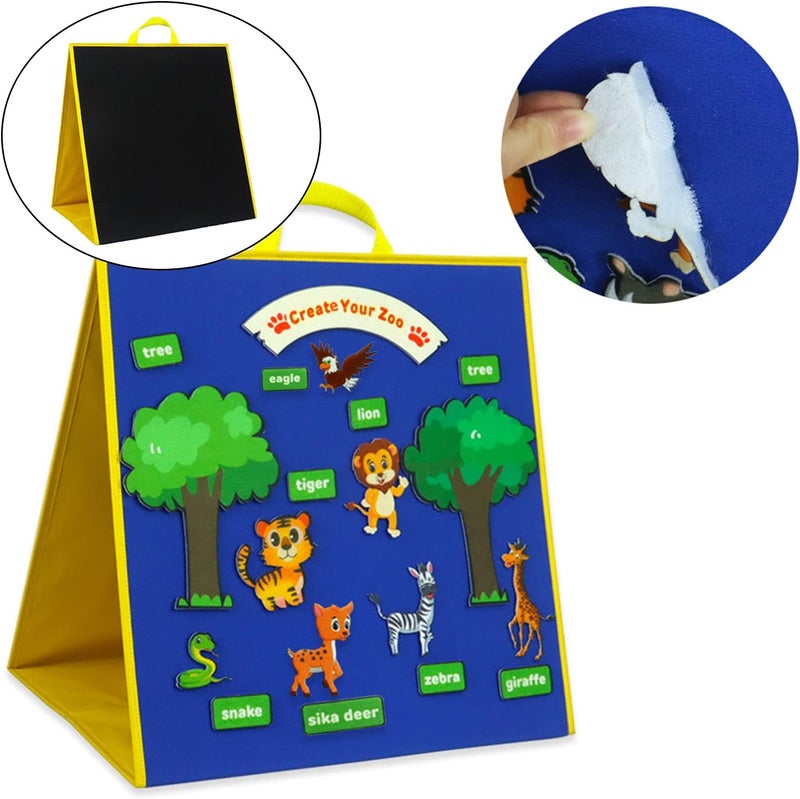 klarako Foldable Kids Felt Flannel Toddlers Educatiol Felt Board Sets Preschool , blue black - Image 4