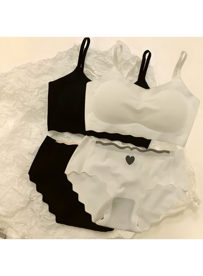 2 Sets Women Bra Panty Set Seamless Bra With Seamless Panty