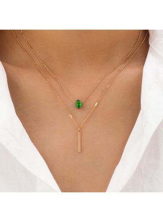 2-piece Fashion personality double layered necklace diamond pendant fringe chain golden/green - pzsku/ZB943C20A9B5E1658051EZ/45/_/1701241849/18327a6d-ee91-4d6b-b953-981754f9fbfd