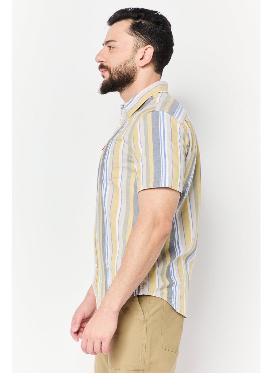 Levi's Men Standard Fit Stripe Short Sleeves Casual Shirt, Multicolor  - Image 3