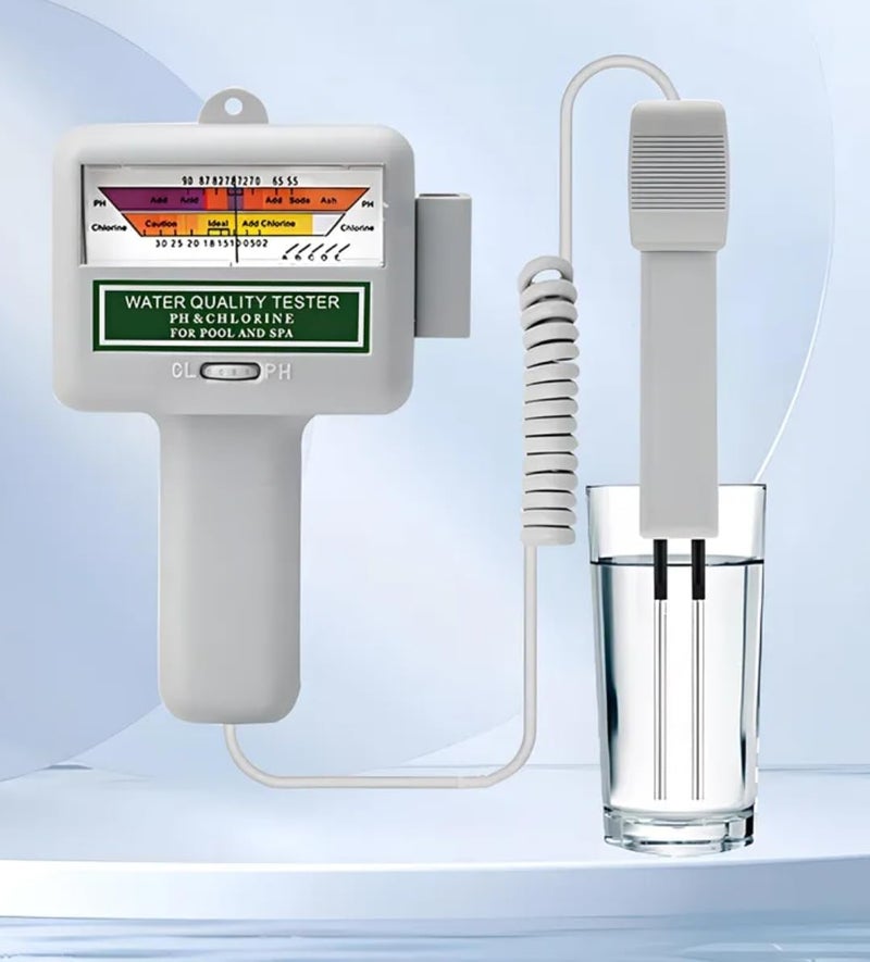 2 in 1 Chlorine & PH Meter, Dual Scale Water Quality Tester CL2 Level Meter, Digital Electronic Pool Water Tester Handheld Ph and Chlorine Tester for Swimming Pool,Spas, Water Quality Analysis Monitor - Image 1