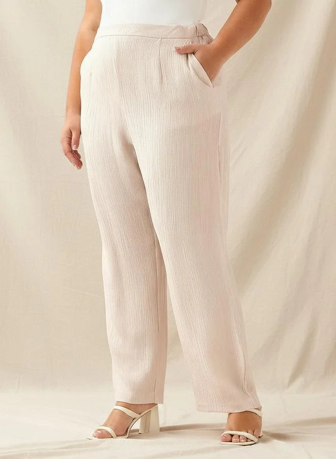  أولا بوبكن Ulla Popken Straight Fit Textured Pants