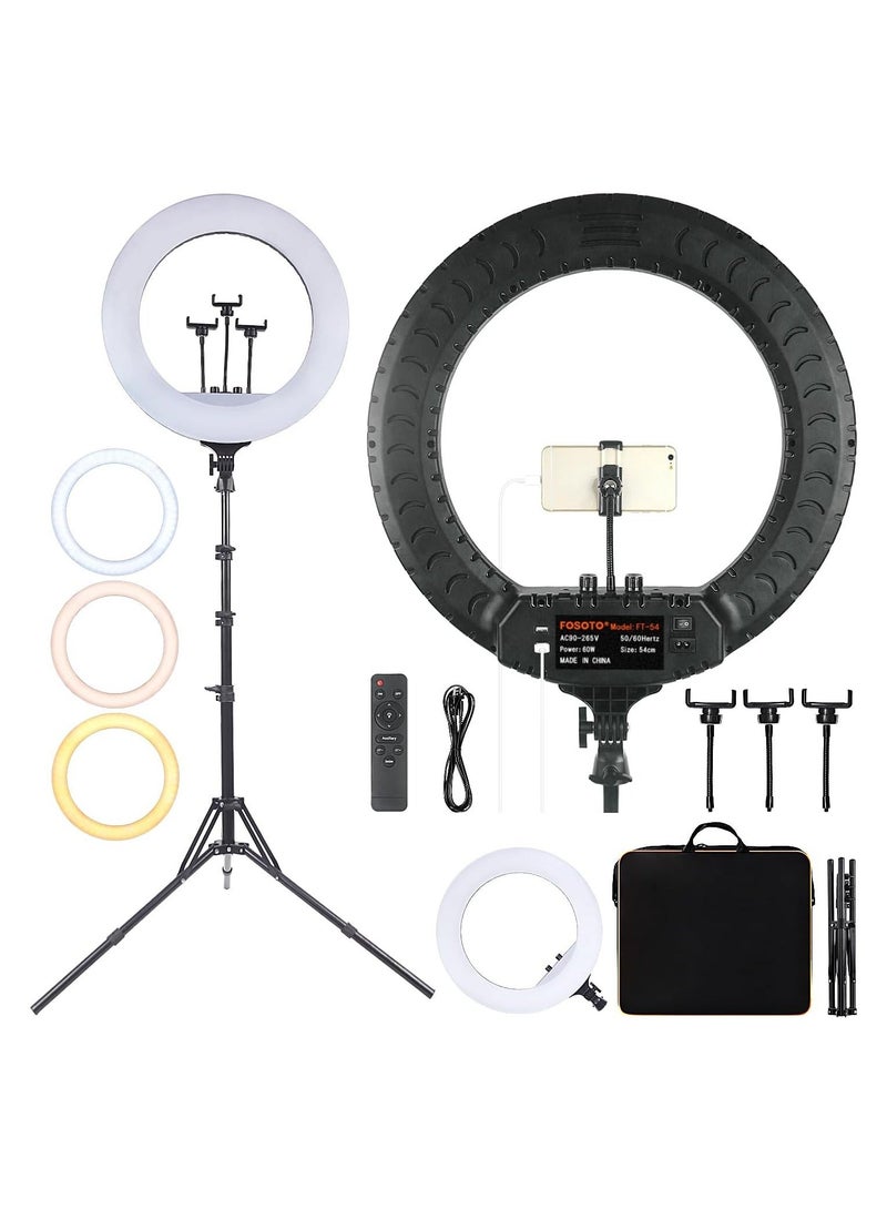 SHOPI طقم ضوء حلقة LED RL-18 بحجم 18 بوصة مع سطوع قابل للتعديل، حامل ثلاثي القوائم وحامل موبايل أصلي - Image 1