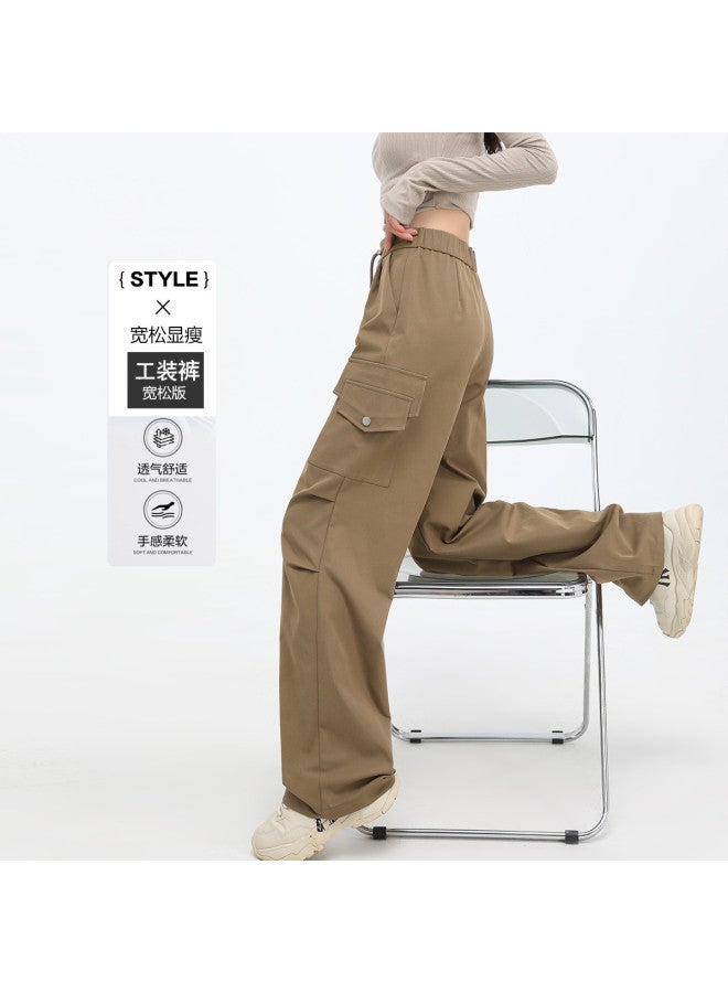 Hstyle سروال كارجو فضفاض بأسلوب أمريكي للنساء - صيف 2025، سروال مريح متعدد الاستخدامات يخفى الوركين ويمنح مظهرًا نحيفًا - Image 2