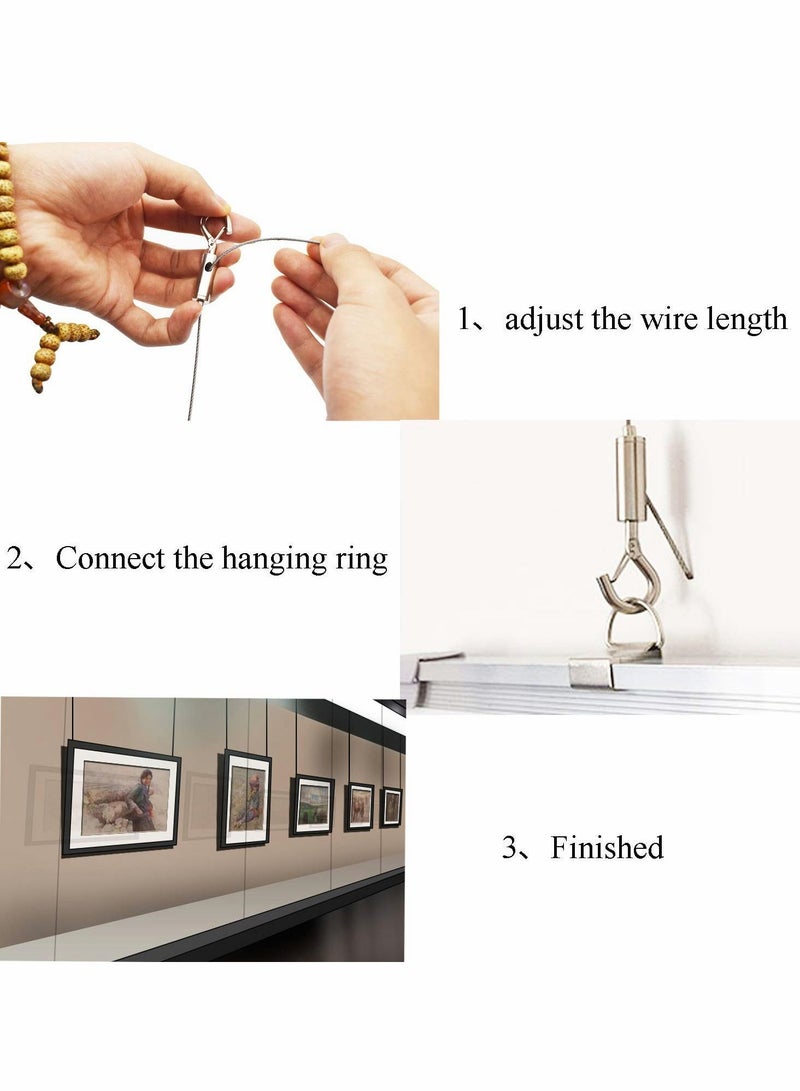 Y&D Picture Hanging Rope Wire, 2 Pcs Stainless Steel Wire with Loop and Hook 1.5 mm x m Heavy Duty Frame Hanger for Light Lamp Hardware, Supports up to 20 KG  - Image 5