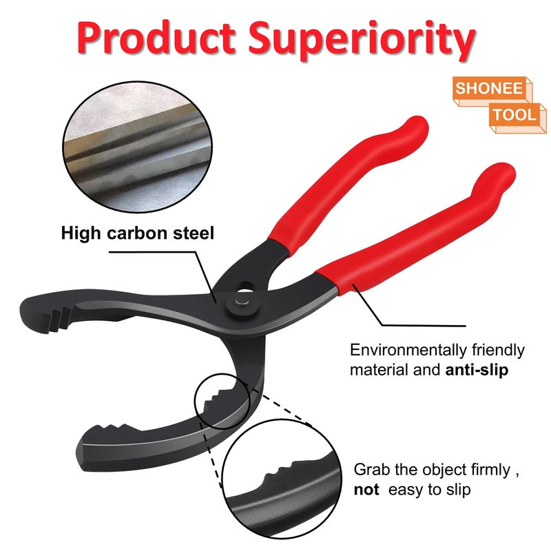 Shonee Oil Filter Wrench (L:12", Jaw Capacity: 60mm to 102mm), Automotive Oil Filter Removal Tool for Oil Change, Adjustable Fuel Filter Wrench Plier (1 Set) - Image 2
