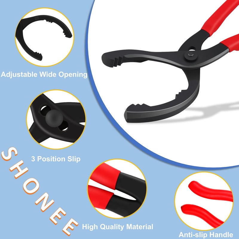 Shonee Oil Filter Wrench (L:12", Jaw Capacity: 60mm to 102mm), Automotive Oil Filter Removal Tool for Oil Change, Adjustable Fuel Filter Wrench Plier (1 Set) - Image 4