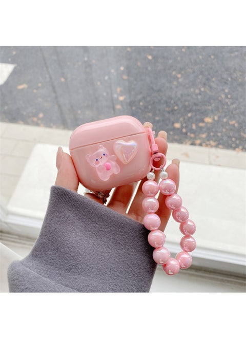 For AirPods 4 Headphone Set Cartoon Diy Doll Pendant Apple 1/2 Generation/pro2 Bluetooth Soft Case Bracelet-Color:Pink Soft Shell + Pendant-pink Kitten-Model:AirPods Third Generation (protective Cover)