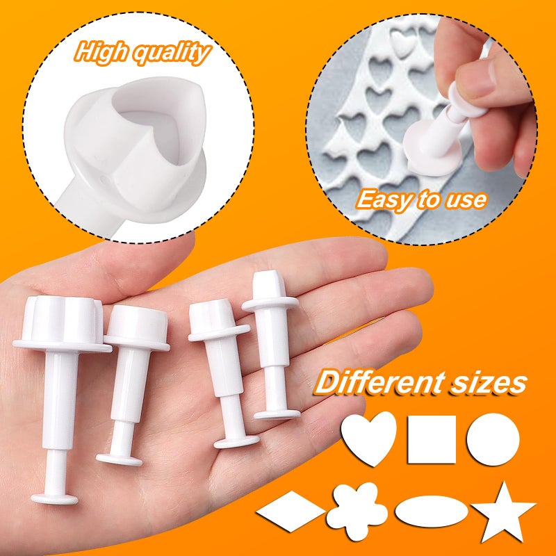 HAPY SHOP 24 Pcs Cookie Cutters, Plunger Cutter Cake Decorating Supplies Fondant Cake Cookie Mini Plastic Biscuit Plunger Fondant Decorating Molds - Image 3