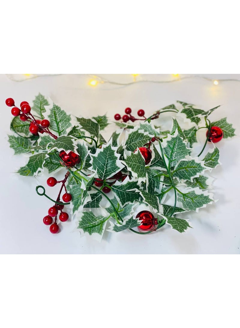 كريسماس  اكسسورات الكريسماس كيس فرع زرع العنب و الكور البلاستيك المقاس : 2 متر    زرع زينة كريسماس زرع صناعي - Image 2