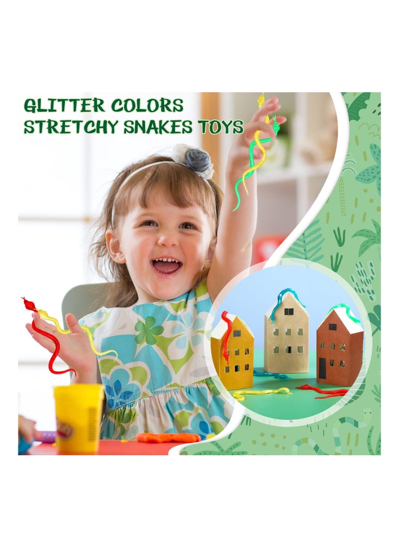 ماركة غير محددة SYOSI 30 Pcs Glittering Stretchy Rubber Snake Toys, Colorful Fake Snakes, Realistic Slimy Rubber, for Birthday Party Favors, Goodie Bags, Prizes  - Image 4