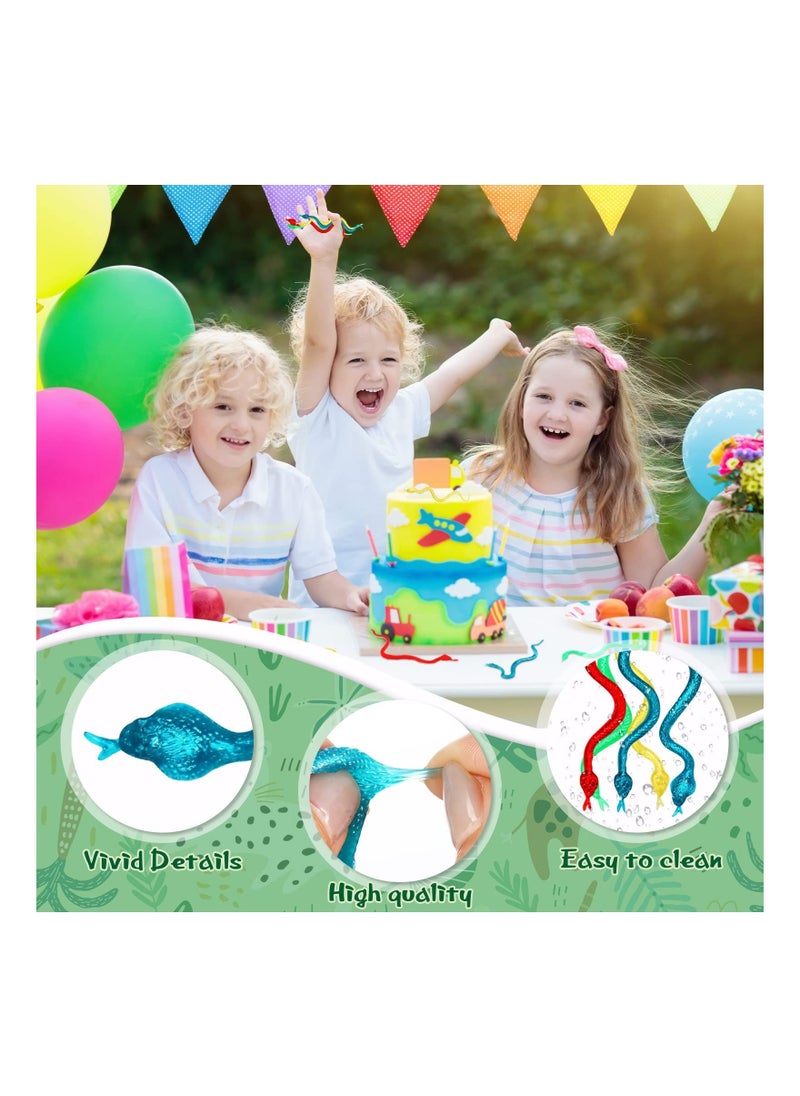 ماركة غير محددة SYOSI 30 Pcs Glittering Stretchy Rubber Snake Toys, Colorful Fake Snakes, Realistic Slimy Rubber, for Birthday Party Favors, Goodie Bags, Prizes  - Image 2