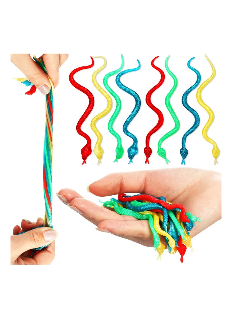 ماركة غير محددة SYOSI 30 Pcs Glittering Stretchy Rubber Snake Toys, Colorful Fake Snakes, Realistic Slimy Rubber, for Birthday Party Favors, Goodie Bags, Prizes  - Image 1