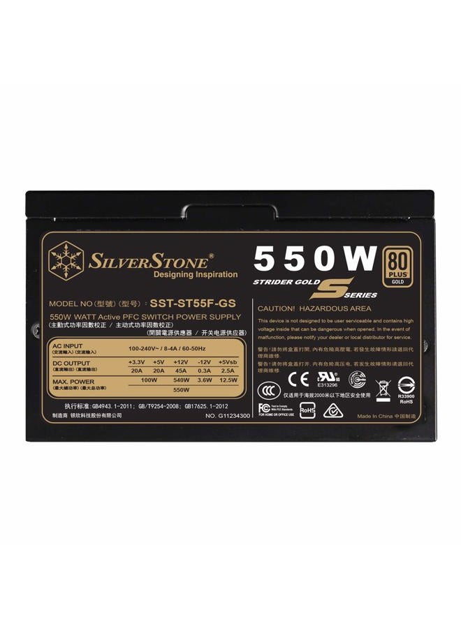 SilverStone Technology 550W Computer Power Supply PSU Fully Modular with 80 Plus Gold & 140mm Design Power Supply (SST-ST55F-GS) - Image 1