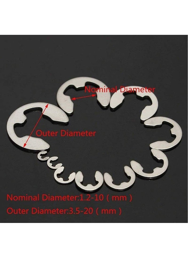 DIY Crafts DIY Crafts CTDIYHI23850 120200 PCS 304 Stainless Steel E Clip Washer Assortment Kit Circlip retaining Ring for Shaft Fastener  - Image 4