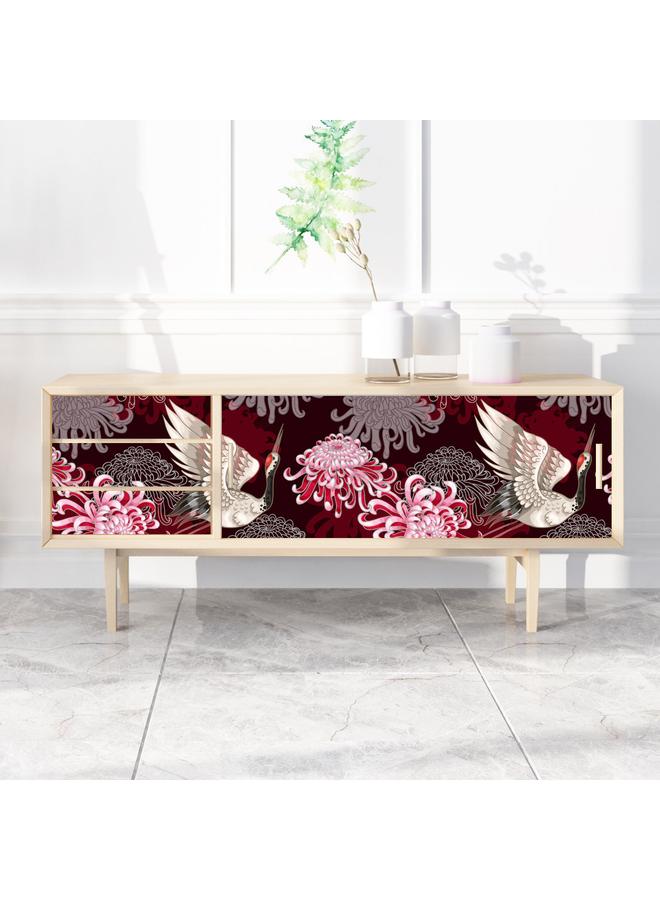 Bluejw Wallpaper Oriental Style Wallpaper Japanese Crane Chrysanthemum Living Room Background Wall Sticker Transformation Sticker RW054-062 - Image 5