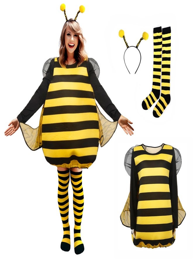 MCJC 4 PCS Adult Bumble bee Costume,Halloween Funny Animal Costume,Bee Costume Accessories Set - Image 1