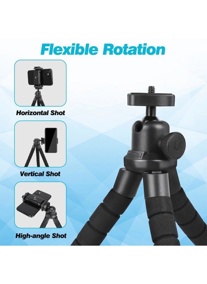 UBeesize Phone Tripod, Portable and Flexible Tripod with Wireless Remote and Clip, Cell Phone Tripod Stand for Video Recording(Black)  - Image 2