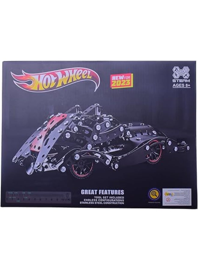 هوت ويلز لعبة ميكانو سيارة بات مان معدن للأطفال، مجموعة فك وتركيب - Image 5