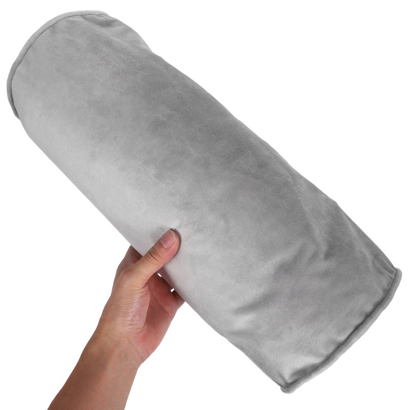 📦 غطاء وسادة رقبة مخملية قطعتان بسحاب مخفي للسرير والسبا والأريكة لون رمادي - Image 4