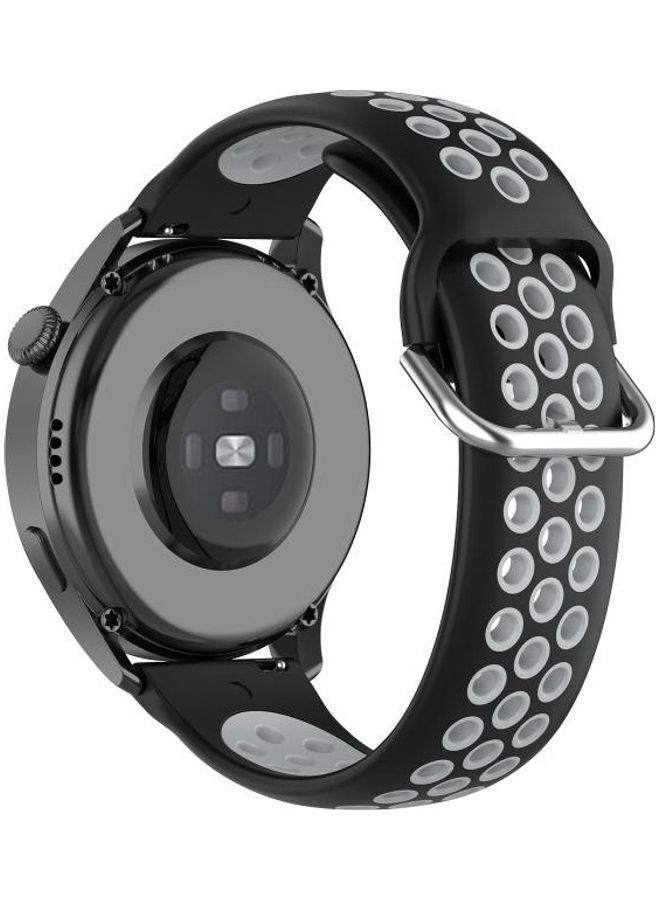 NIBEMINENT Two-Colour Silicone Replacement Strap Watchband For Huawei Watch 3/3 Pro 22mm Black - Image 5