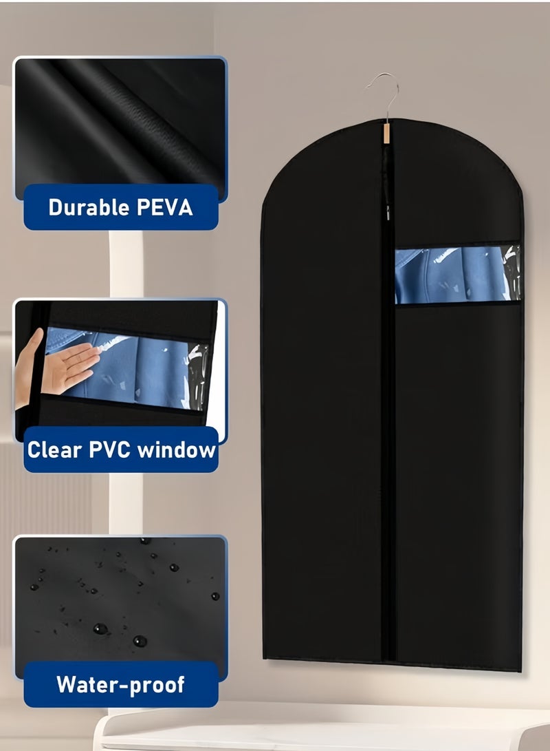 إتش كيو جيمنغ مجموعة من 5 أكياس ملابس سوداء خفيفة الوزن من مادة PEVA لتعليق الملابس، أغطية ملابس تسمح بمرور الهواء لملابس الرقص، والفساتين، والمعاطف الشتوية الطويلة، مناسبة للقمصان والسترات، وتخزين الملابس في الخزانة - Image 4