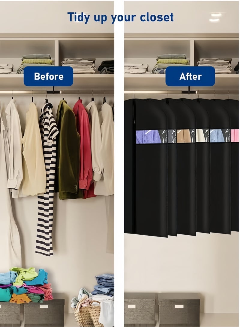 إتش كيو جيمنغ مجموعة من 5 أكياس ملابس سوداء خفيفة الوزن من مادة PEVA لتعليق الملابس، أغطية ملابس تسمح بمرور الهواء لملابس الرقص، والفساتين، والمعاطف الشتوية الطويلة، مناسبة للقمصان والسترات، وتخزين الملابس في الخزانة - Image 5