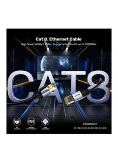 UNITEK Ethernet Cable Cat8 Network Cable Gigabit RJ45 26AWG 2000Mhz Wire Double Shielded. Compatible for PC Laptop Router Modem Mac Switch PS5 PS4 Smart TV BlackCat 8 Male to Male Network Cable, OD: 6.8MM, Oxygen-Free Copper, Black, Round Cable.  - Image 3