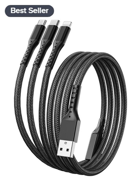 3 in 1 Fast Charging Cable Type-C Micro USB Port 1.2m Universal Short Charger Cable 5A Fast Data Sync Charging