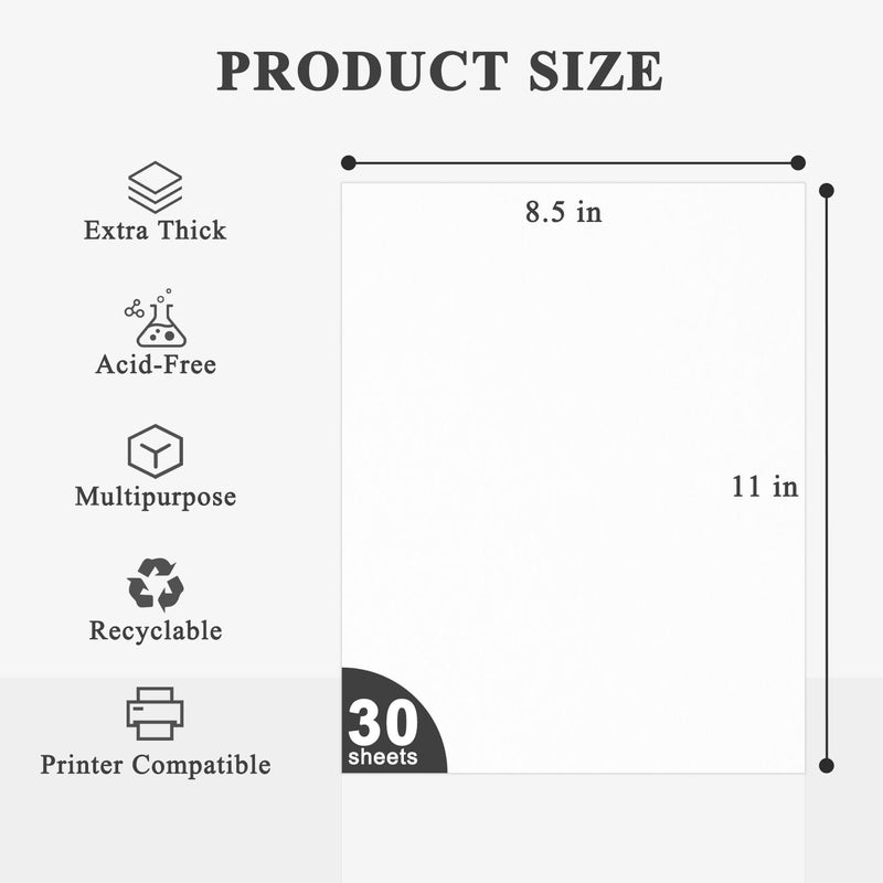 Manilaus White Cardstock 8.5 x 11"Inch, 80lb Cardstock Paper, 30 Sheets Card Stock Paper 8.5 x 11 White, Heavy Thick Cardstocks Printer Papers for Invitations, Menus, Weddings, DIY Cards, Scrapbooking. - Image 2