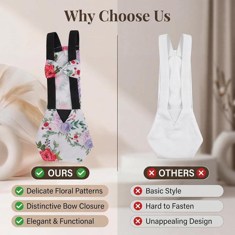 Zerodis Pet Chicken Diapers,Chicken Goose Duck Loose Tight Belt Diapers Poop Pocket Diapers Peony Flower Pattern for Poultry Pet Used(L) - Image 3