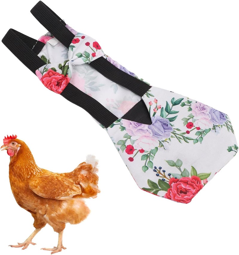Zerodis Pet Chicken Diapers,Chicken Goose Duck Loose Tight Belt Diapers Poop Pocket Diapers Peony Flower Pattern for Poultry Pet Used(L) - Image 1