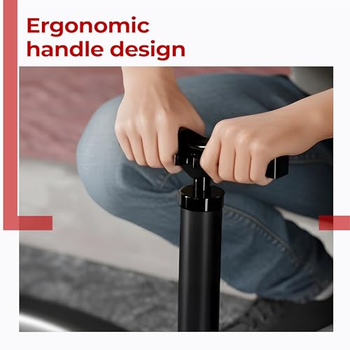 Lifelong Bicycle Air Pump with Needle and Dual Valve | Portable 32 cm with High Pressure Output, Sturdy Steel Tube, Ergonomic Handle and Stable Base | Balls, Tubes and More (Black) - Image 2